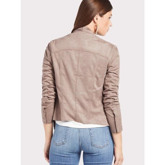 KUT from the Kloth Tayanita Faux Suede Drape Front Jacket size L Taupe - Picture 5 of 15